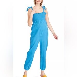 Hatch Maternity Women's THE JOJO JUMPER Ocean-Blue Cotton-Gauze $188 NEW Large